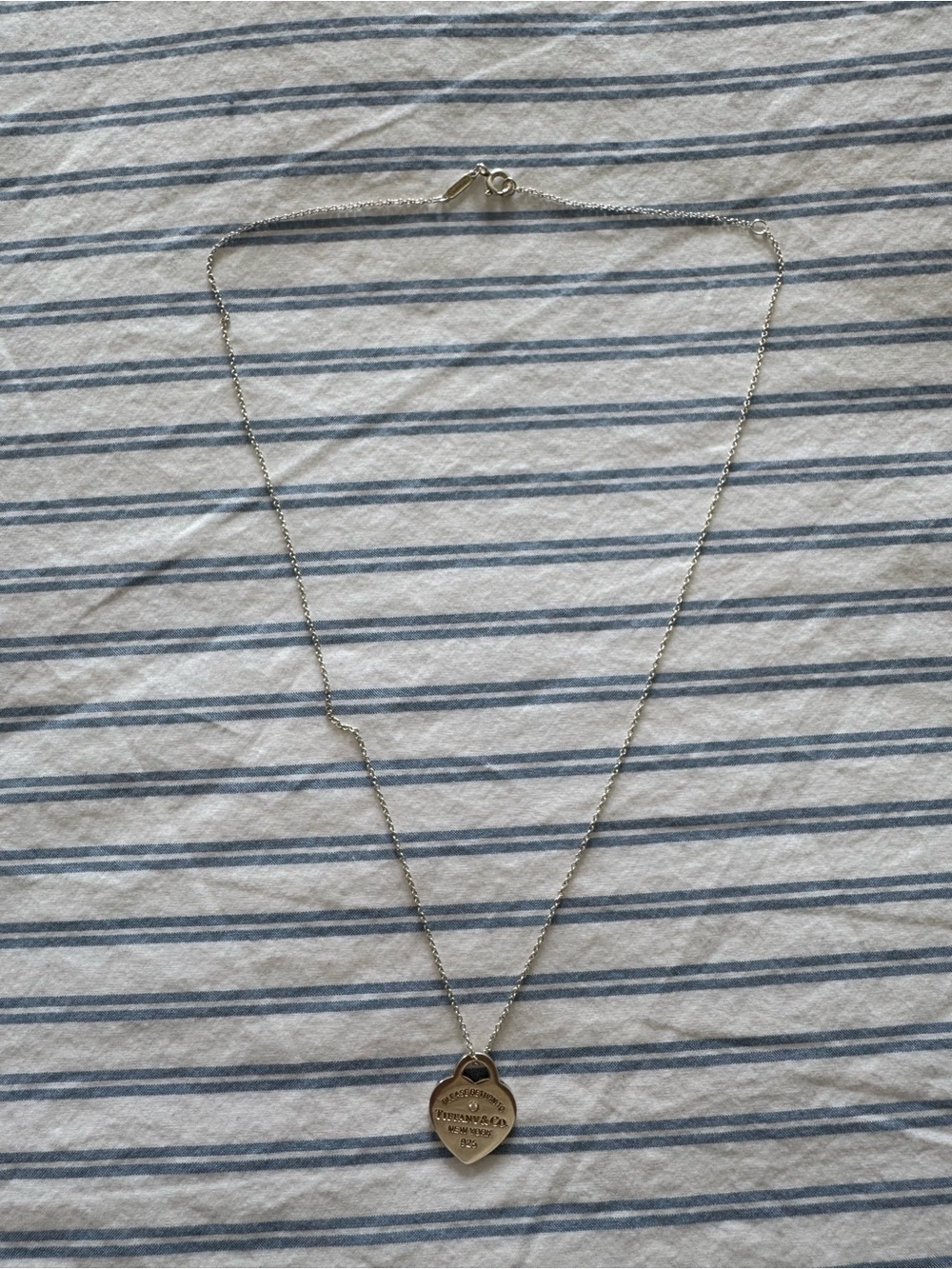 Tiffany & Co. Silver Heart Tag Pendant Necklace With Diamond- Silver
